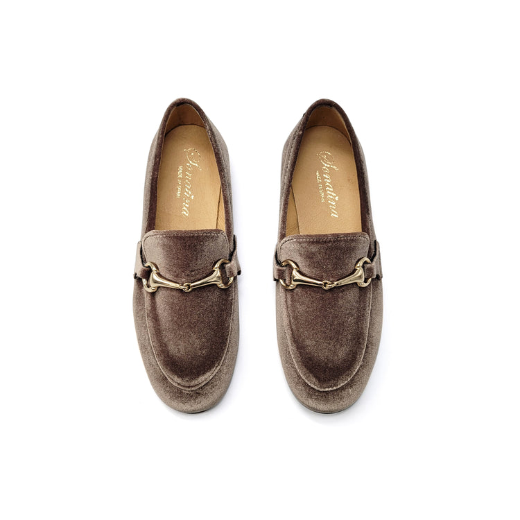 Sonatina Antonio Taupe Velvet Chain Slip On