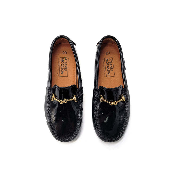 Atlanta Mocassin Black Patent Buckle Loafer 043