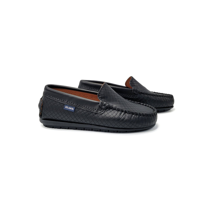 Atlanta Mocassin Black Lattice Loafer 015