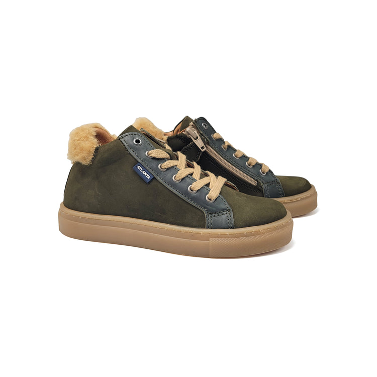 Atlanta Mocassin Green Nubuk Fur High Top Sneaker 116