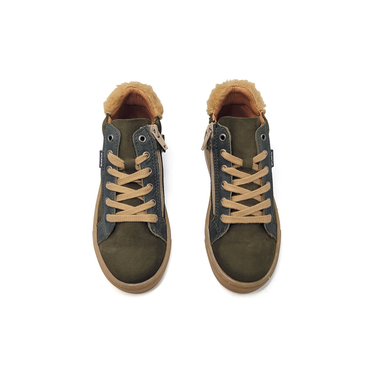 Atlanta Mocassin Green Nubuk Fur High Top Sneaker 116