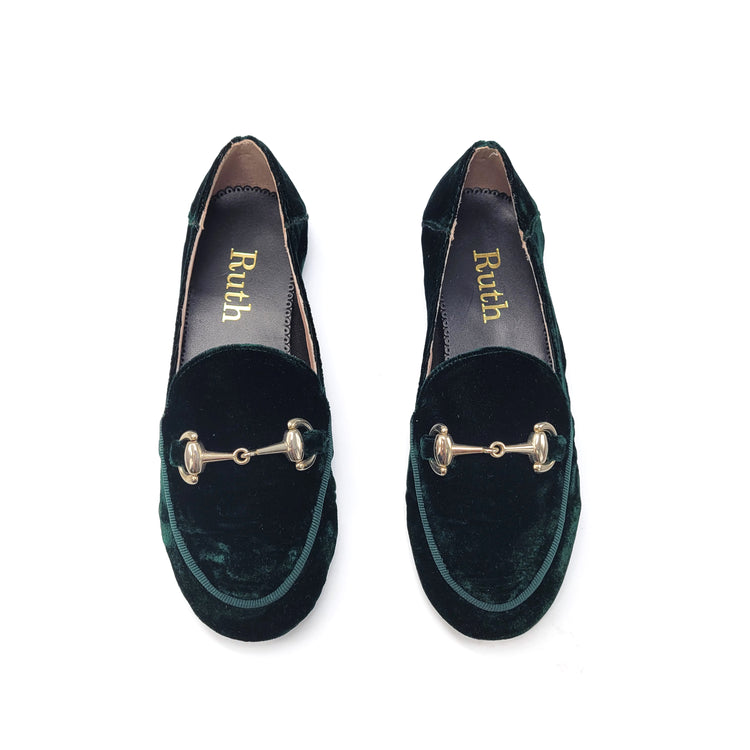 Ruth Secret Forest Green Chain Loafer 3655