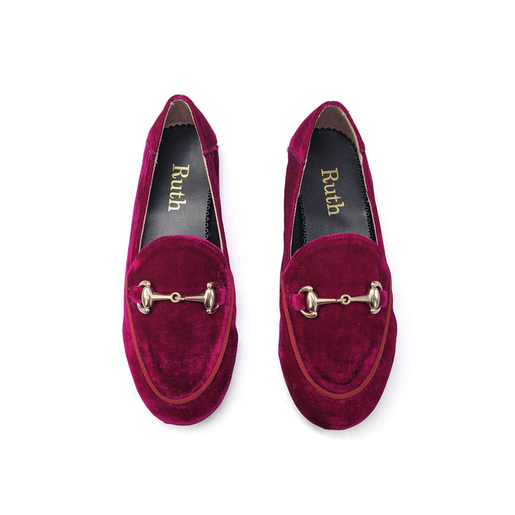 Ruth Secret Fuchsia Velvet Chain Slip On 3655