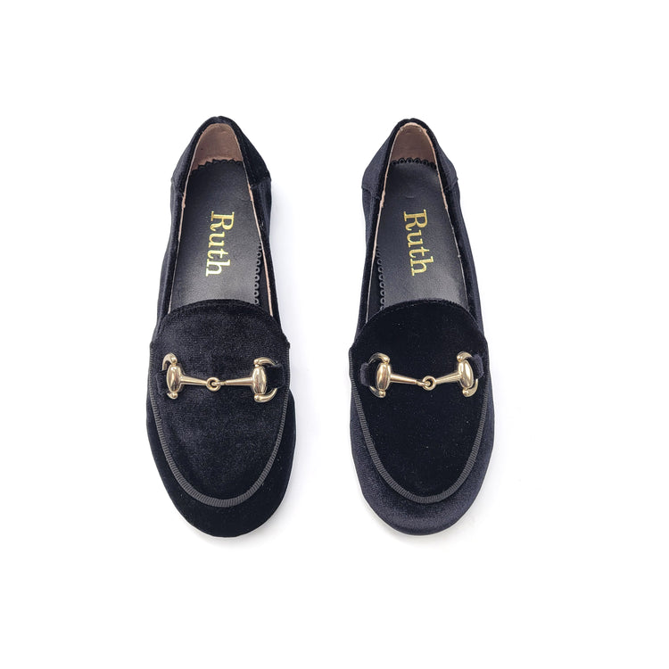 Ruth Secret Black Velvet Chain Loafer 3655