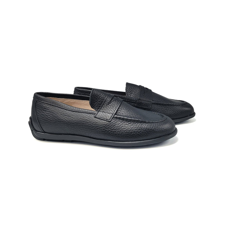 Gravitas Black Pebbled Penny Loafer 3417