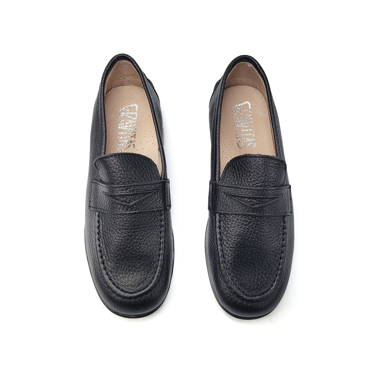 Gravitas Black Pebbled Penny Loafer 3417