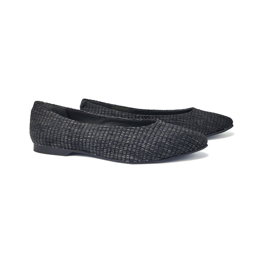 Geppettos Black Weave Pointed Ballet Flat 102061C