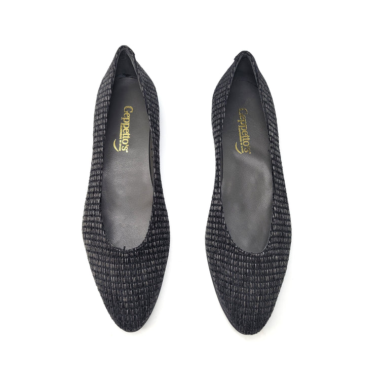 Geppettos Black Weave Pointed Ballet Flat 102061C