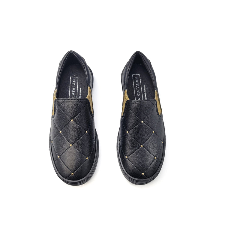 Maria Catalan Black Gold Dot Slip On Sneaker 605916