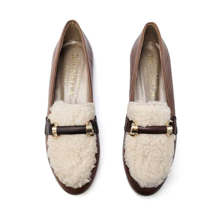 Brunella Cognac Woven Fur Loafer 408