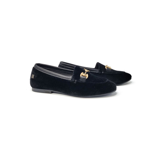 Maria Catalan Smokin Black Velvet Chain Slip On