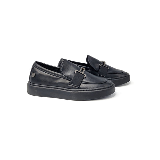 Maria Catalan Black Leather Chain Slip On Sneaker