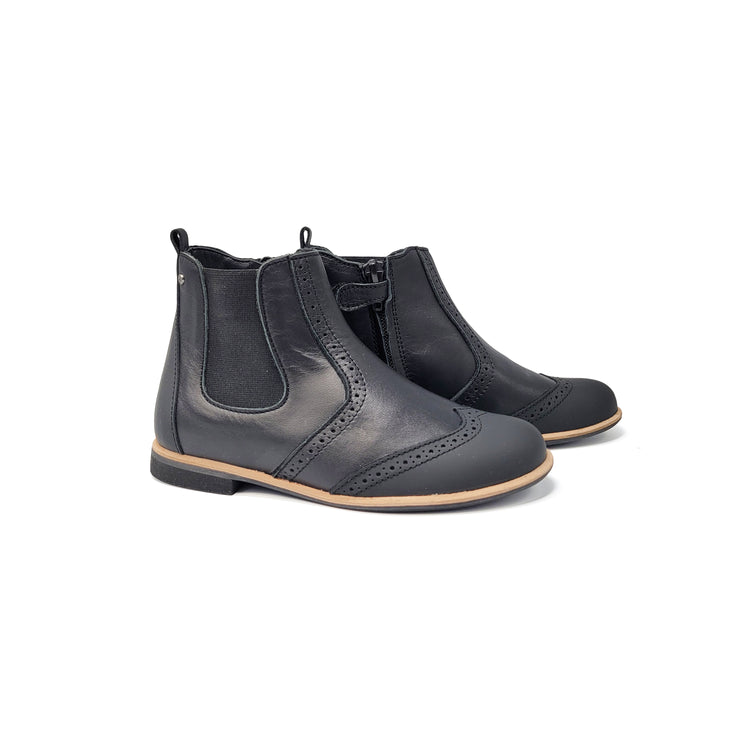 Manuela De Juan Black Gum Wingtip Bootie S2369