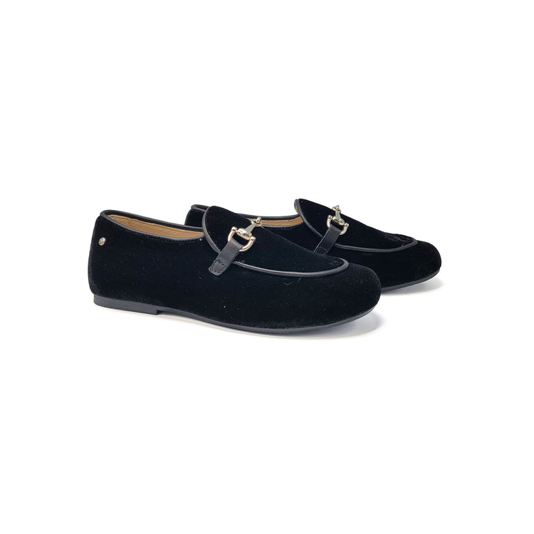 Manuela De Juan Black Velvet Chain Slip On S2945