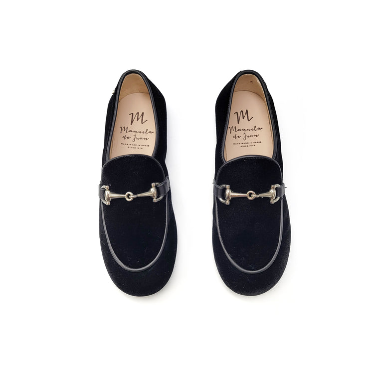 Manuela De Juan Black Velvet Chain Slip On S2945