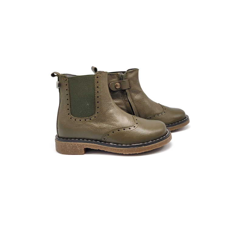 BO-BELL-PLUTO-Olive Wingtip Bootie