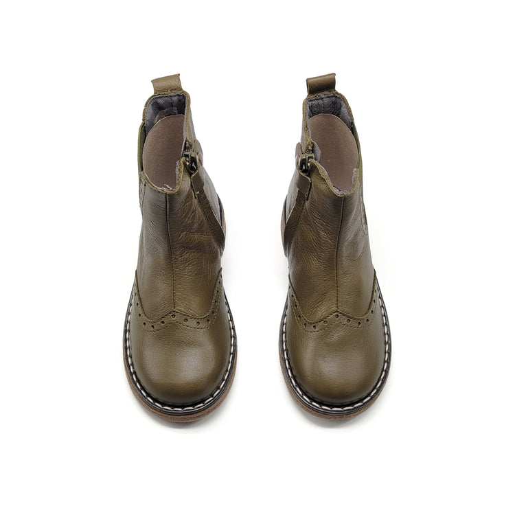 BO-BELL-PLUTO-Olive Wingtip Bootie