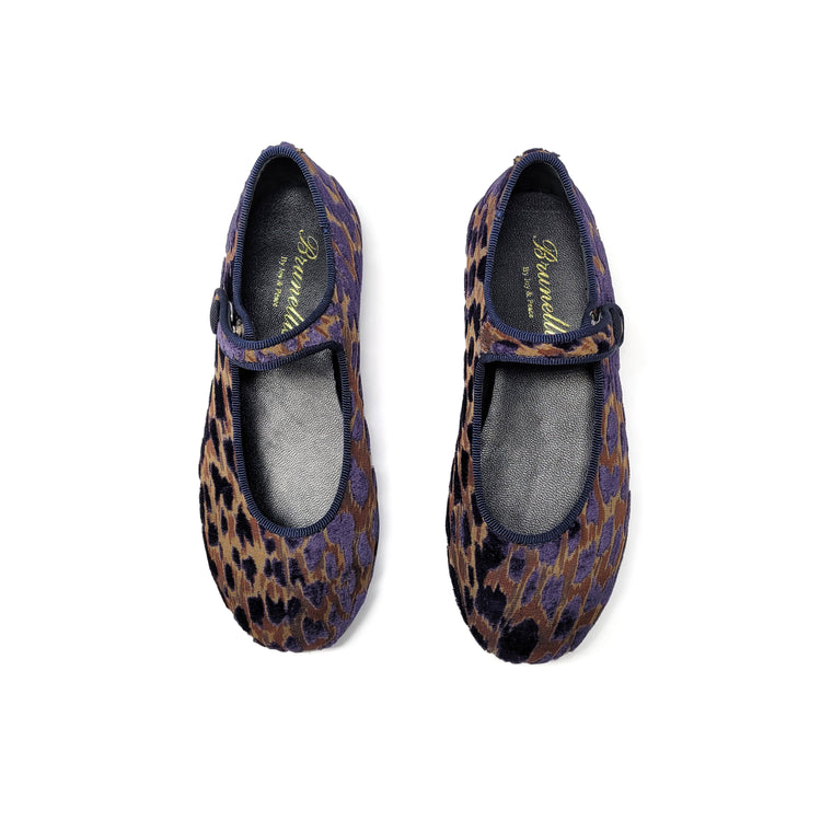 Brunellis Purple Leopard Velvet Mary Jane S-21