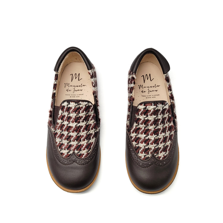 Manuela De Juan Brown Houndstooth Wingtip Smoking Shoe S3097