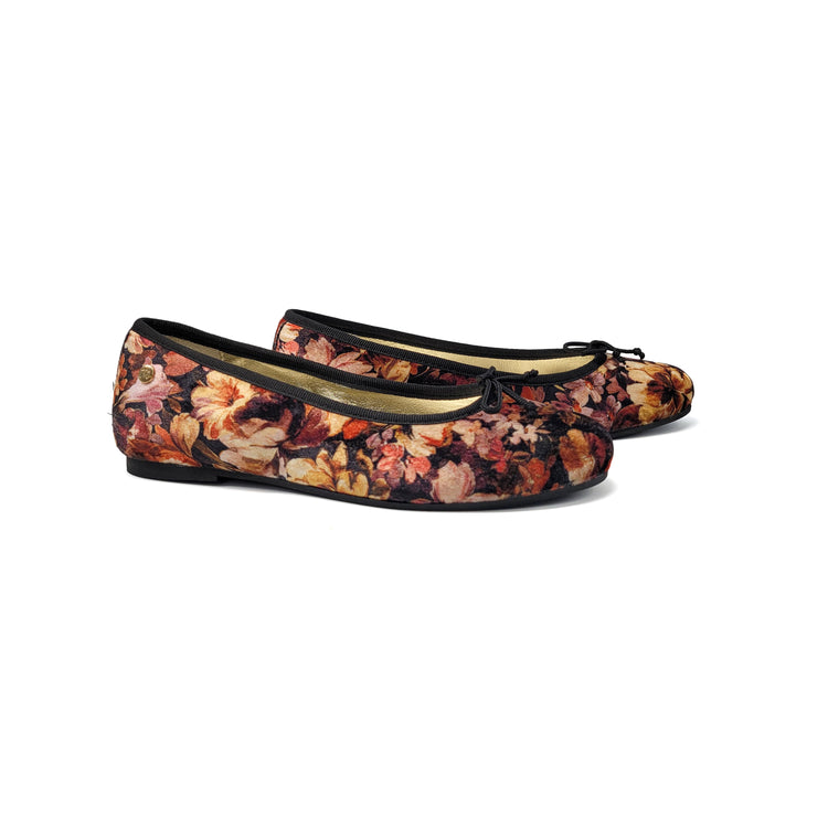 Manuela De Juan Floral Black Ballet Flat S2373