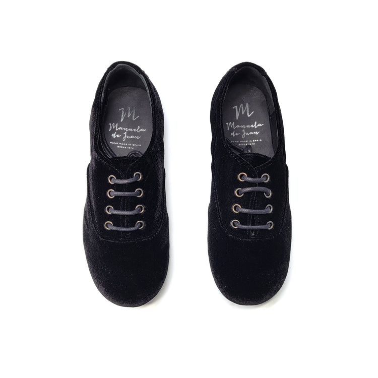 Manuela De Juan Black Velvet Lace Derby S2172