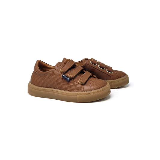 Atlanta Mocassin Brown Square Three Strap Velcro 523