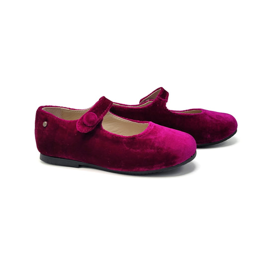 Manuela De Juan Magenta Pink Velvet Mary Jane S2108