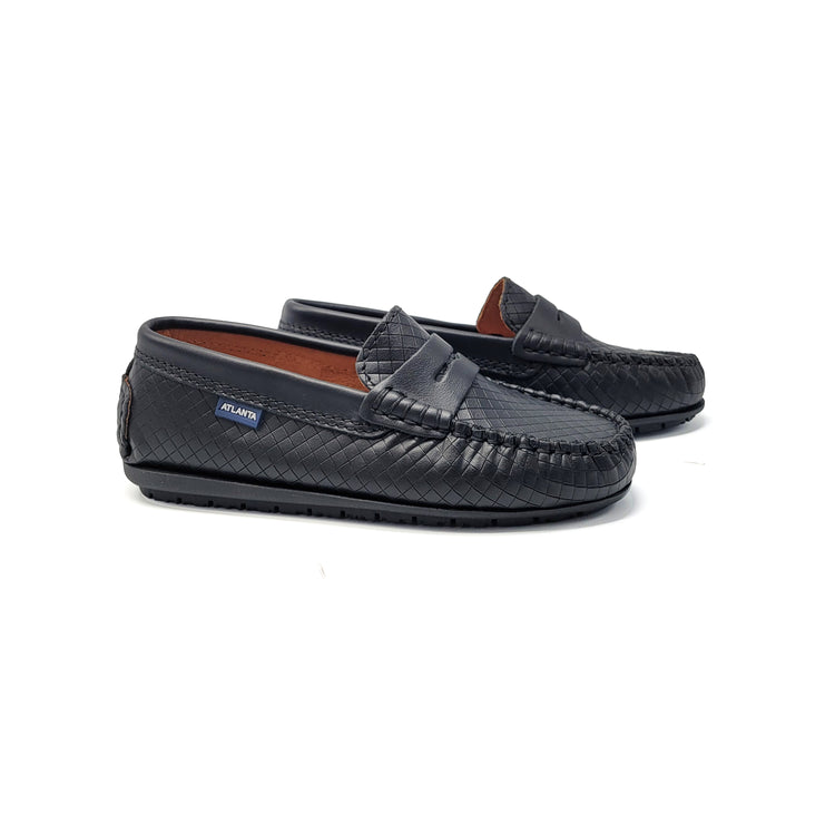 Atlanta Mocassin Black Lattice Penny Loafer 032