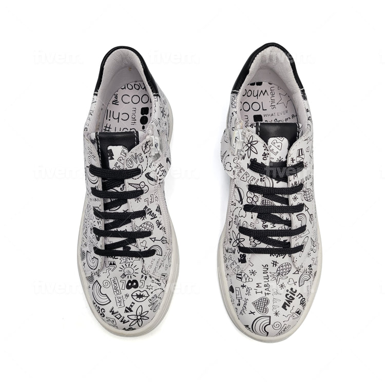 Bo-Bell Iga Black Doodle Lace Sneaker