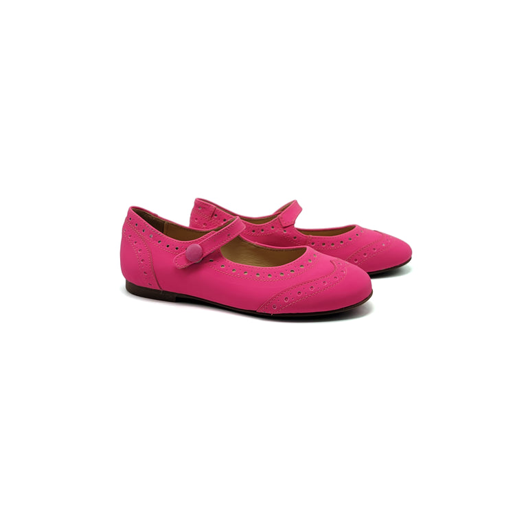 Brunellis Fuchsia Highlighter Wingtip Mary Jane S24