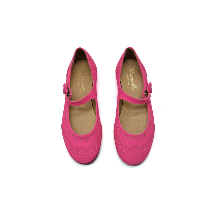 Brunellis Fuchsia Highlighter Wingtip Mary Jane S24