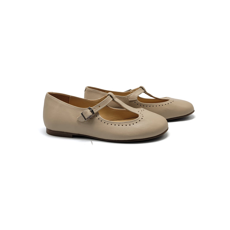 Brunellis Taupe T-Strap Mary Jane J143