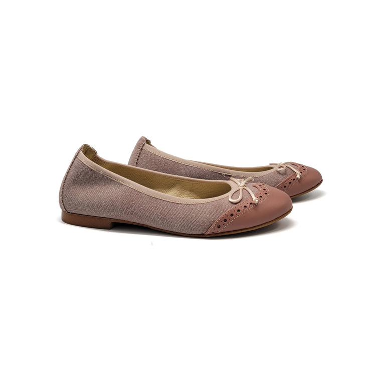 BLUBLONC Lilly Antique Pink Wingtip Ballet Flat