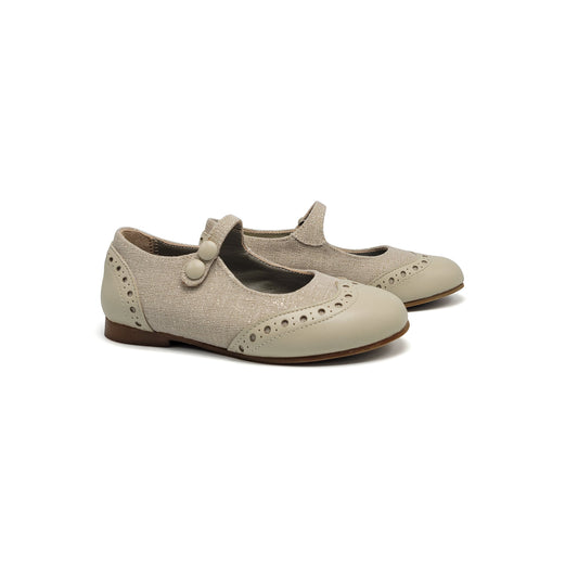 LMDI Doll Sparkle Linen Wingtip Mary Jane