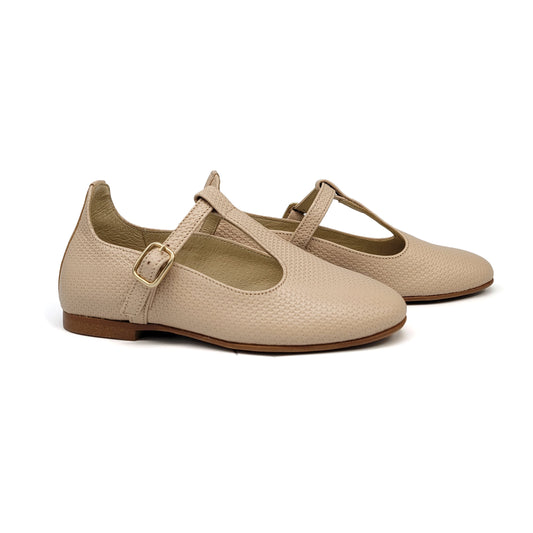 BLUBLONC Carmen Nude Basket T-strap Mary Jane