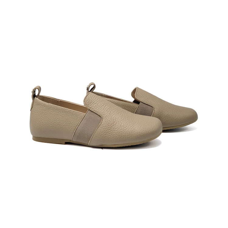 Manuela De Juan Taupe Pebbled Smoking Shoe S2977