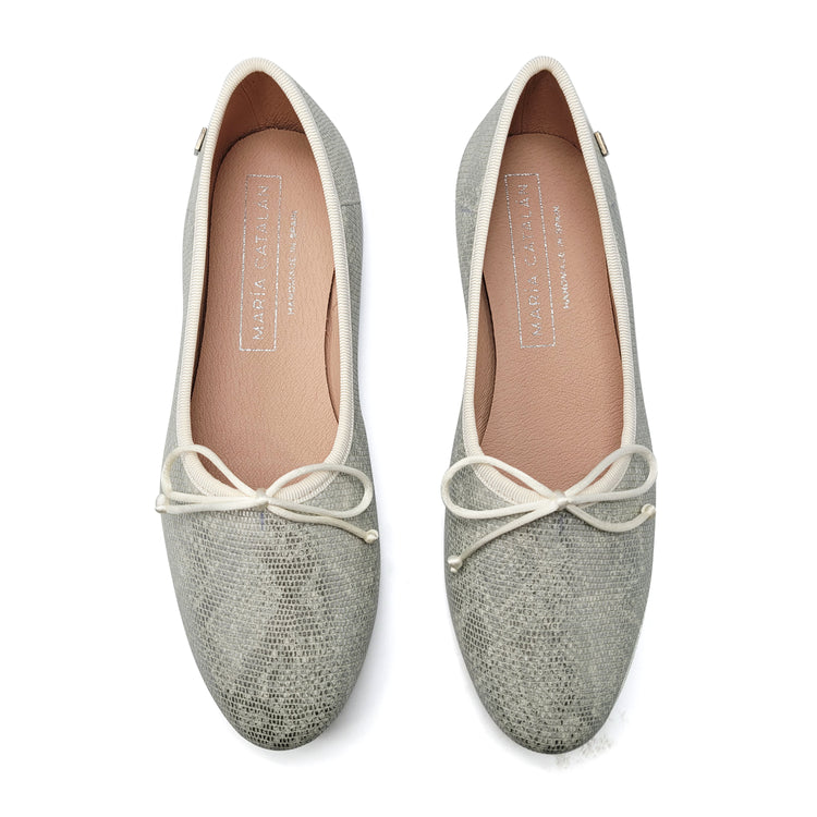 Maria Catalan Silver Snake Ballet Flat 600713