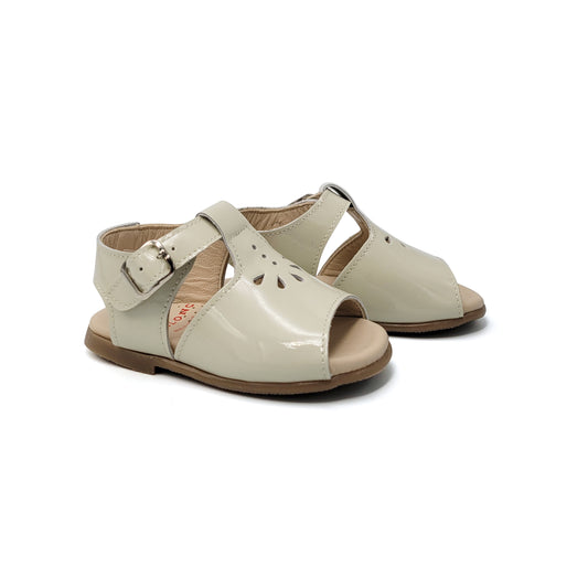 Blublonc Bonita Ivory Patent Imprint Sandal