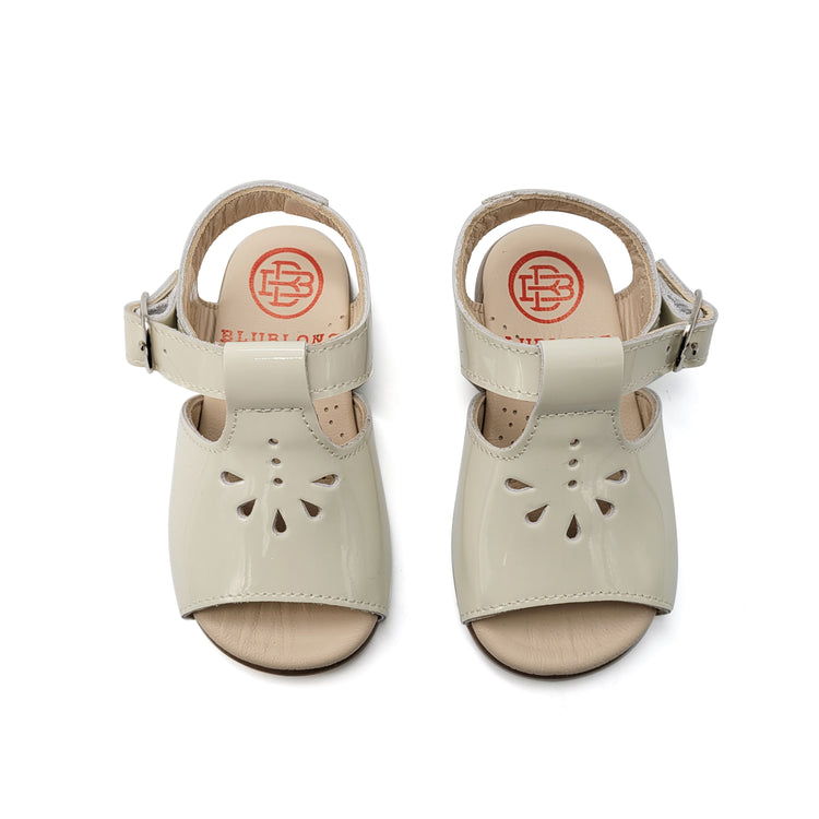 Blublonc Bonita Ivory Patent Imprint Sandal