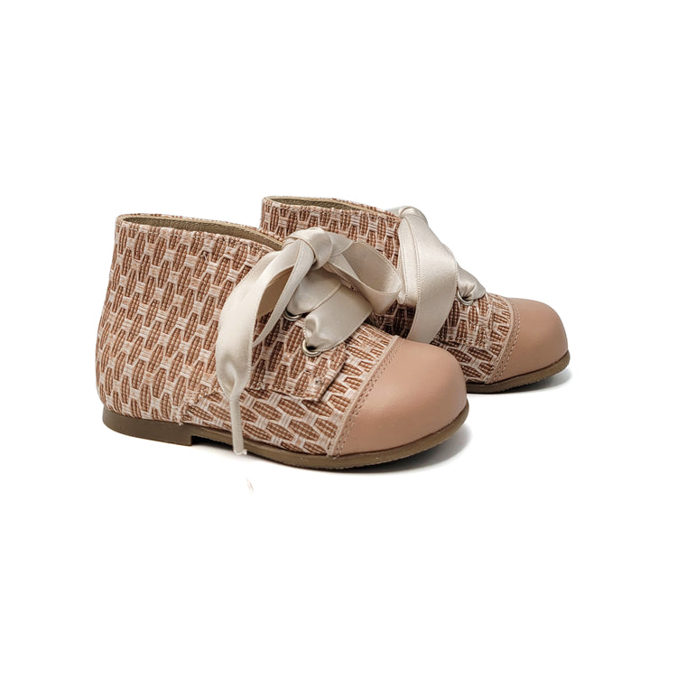 Blublonc Ally Mauve Linen Baby Bootie