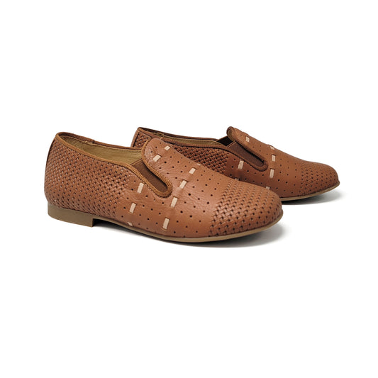 Andanines Cognac Woven Smoking Shoe 182447