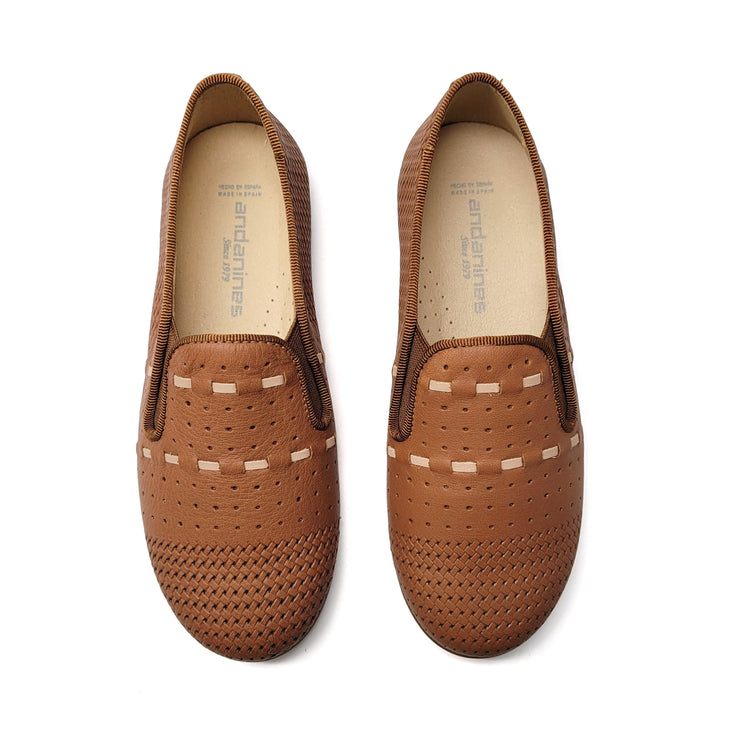 Andanines Cognac Woven Smoking Shoe 182447