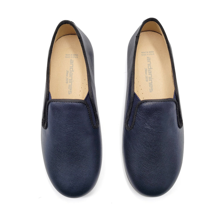 Andanines Navy Saffiano Smoking Shoe 182447