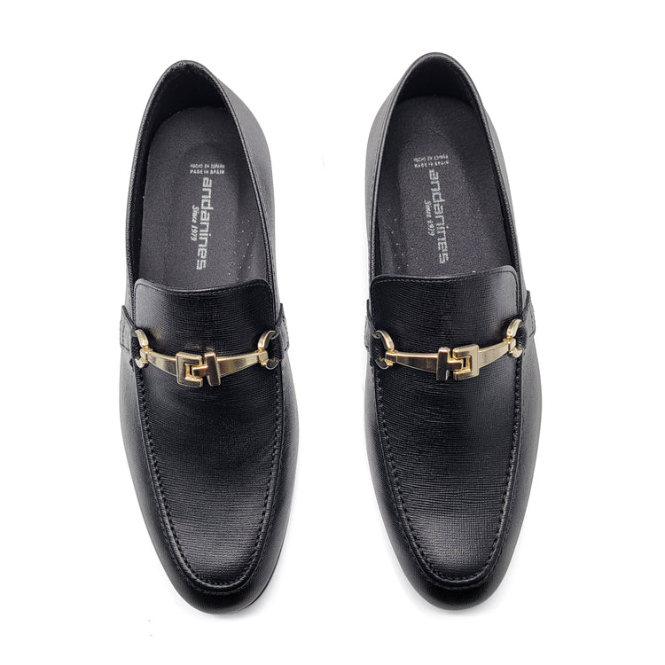 Andanines Black Saffiano Chain Loafer 231960