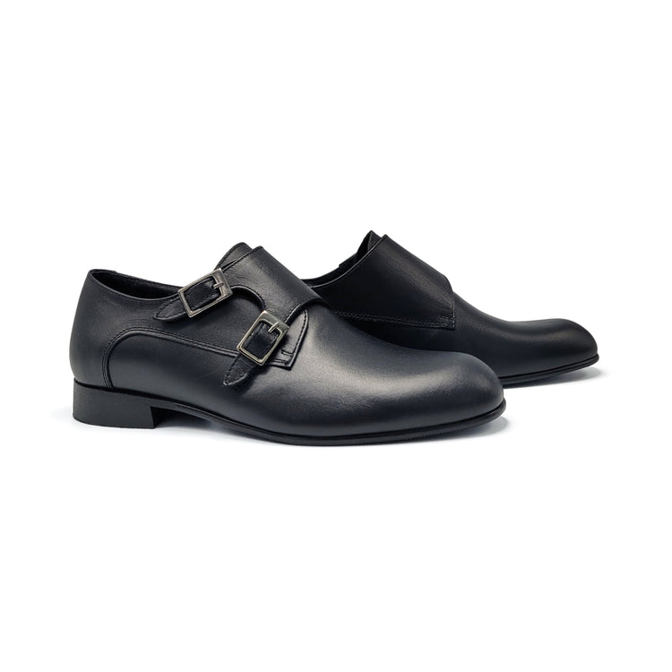 Andanines Black Leather Monk Strap Dress Shoe 182705