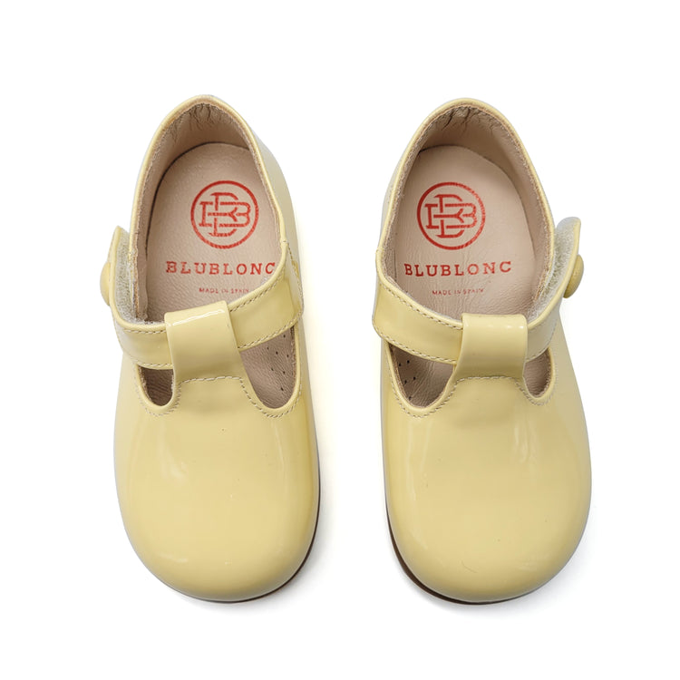 Blublonc Billie Butter Yellow Patent T-Strap