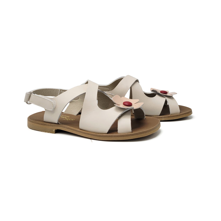 Sonatina Margarita White Peach Bordeaux Flower Sandal