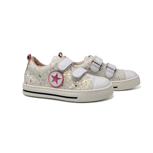 Acebos White Glitter Velcro Sneaker 5603