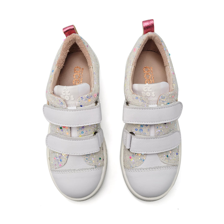 Acebos White Glitter Velcro Sneaker 5603