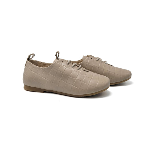 Manuela De Juan Taupe Woven Lace Oxford S2709